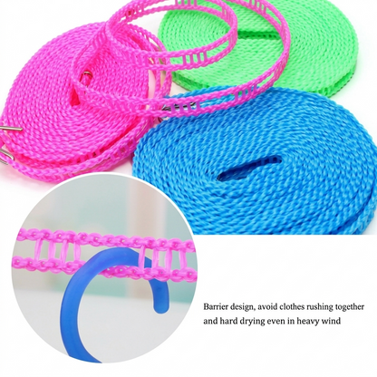 Nylon Clothesline 5m Non-Slip Hooks Outdoor