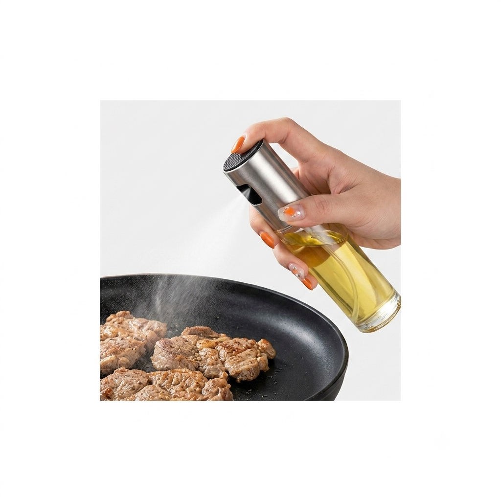 Oil Spray Bottle 304 Stainless Steel Clear Glass