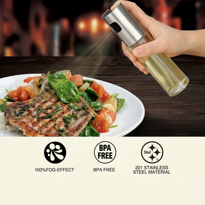 Oil Spray Bottle 304 Stainless Steel Clear Glass