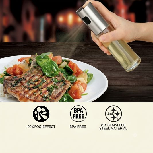Oil Spray Bottle 304 Stainless Steel Clear Glass