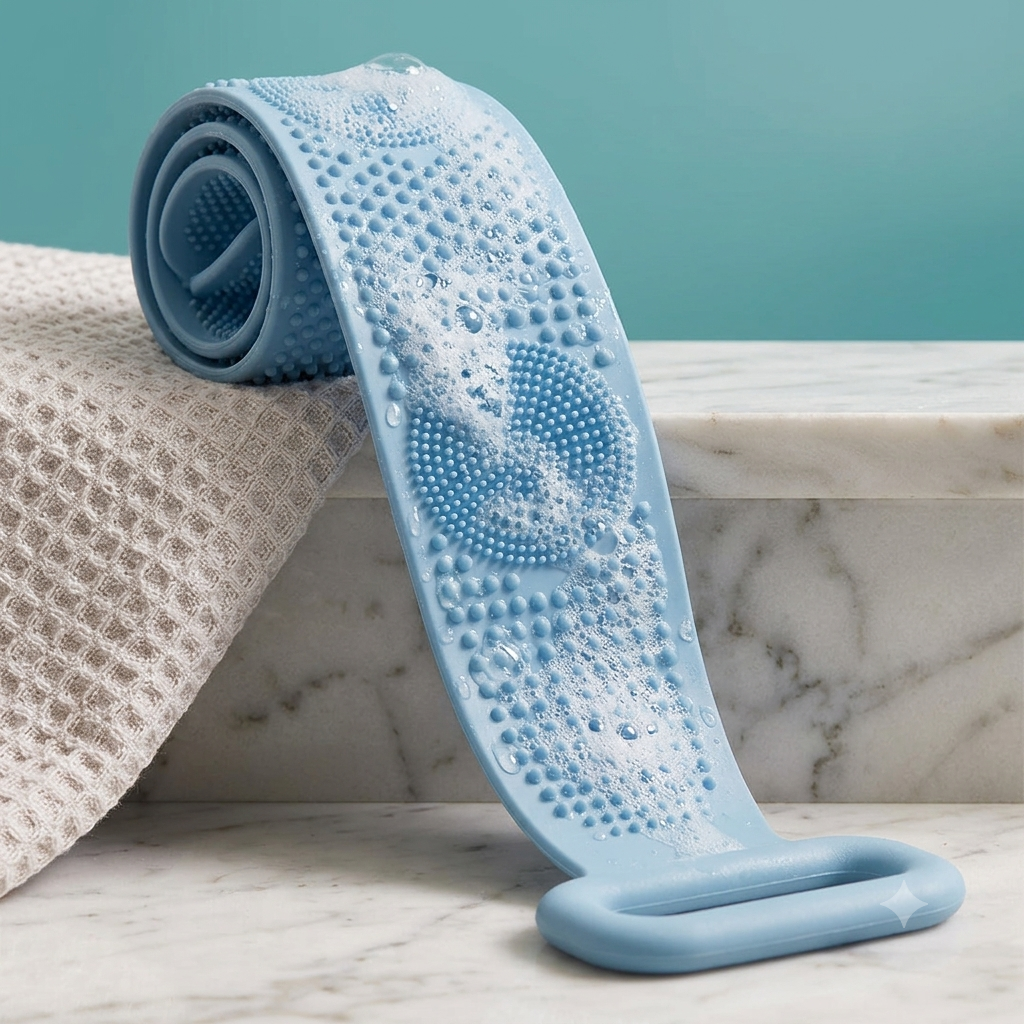 Silicone Body Scrubber Blue Double Sided Exfoliator