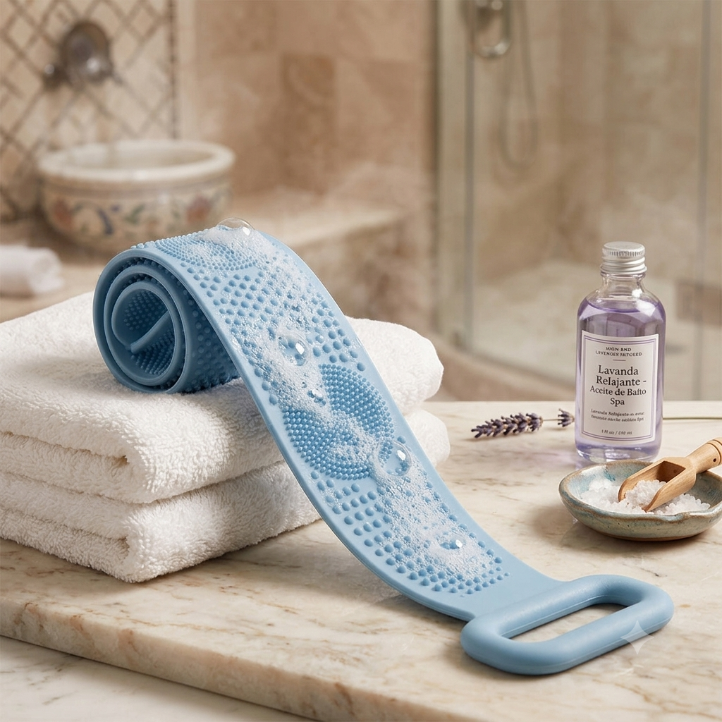 Silicone Body Scrubber Blue Double Sided Exfoliator