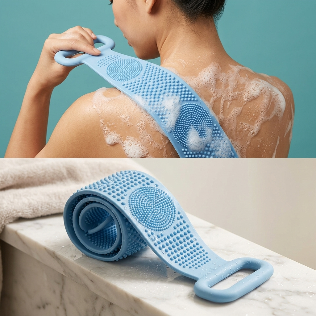 Silicone Body Scrubber Blue Double Sided Exfoliator